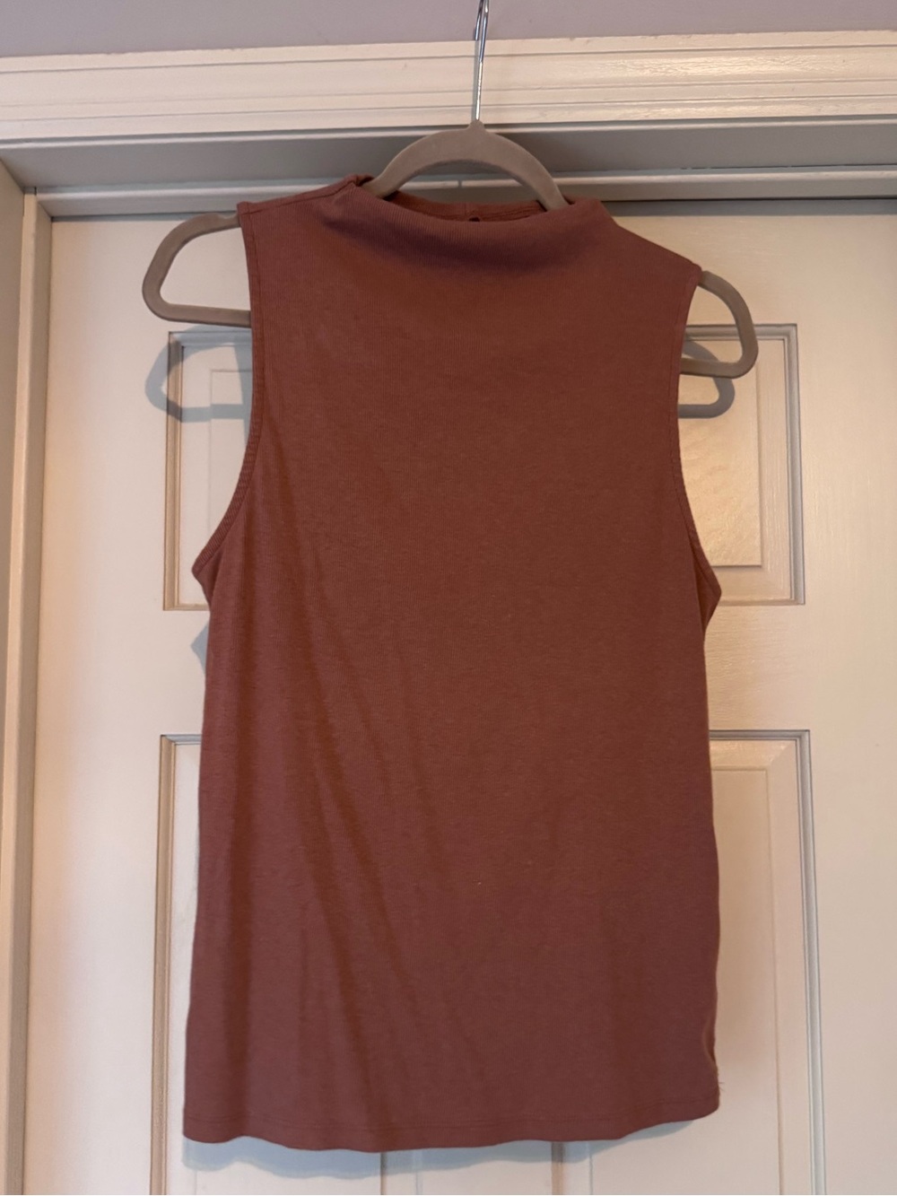 Sleeveless Mock Neck Tank Top - Brown